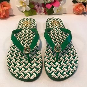 Tory Burch Green And Gold Sandals Size 8